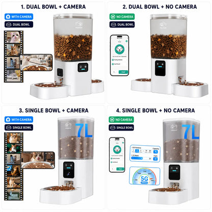 Smart Automatic Pet Feeder with HD Camera — App Control, Timed Feeding & Dual Bowls