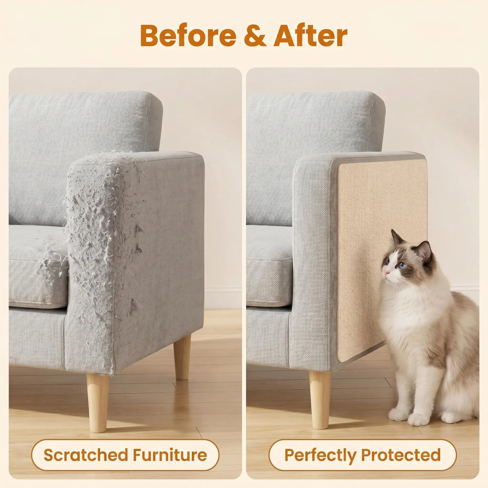 Cat Scratch Furniture Protector — Cuttable Anti-Scratch Couch Guard (Easy Peel & Stick)
