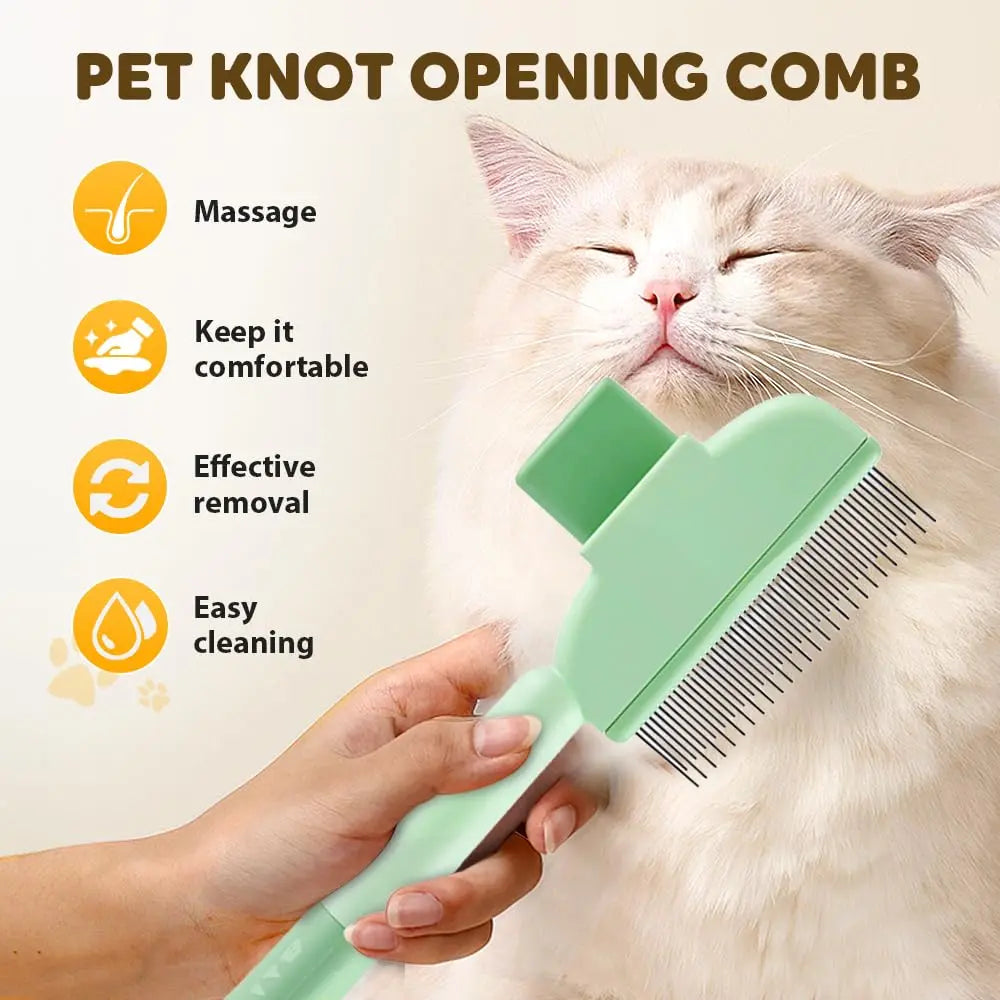 Self-Cleaning Pet De-Shedding Brush — One-Click Fur Removal for Dogs & Cats