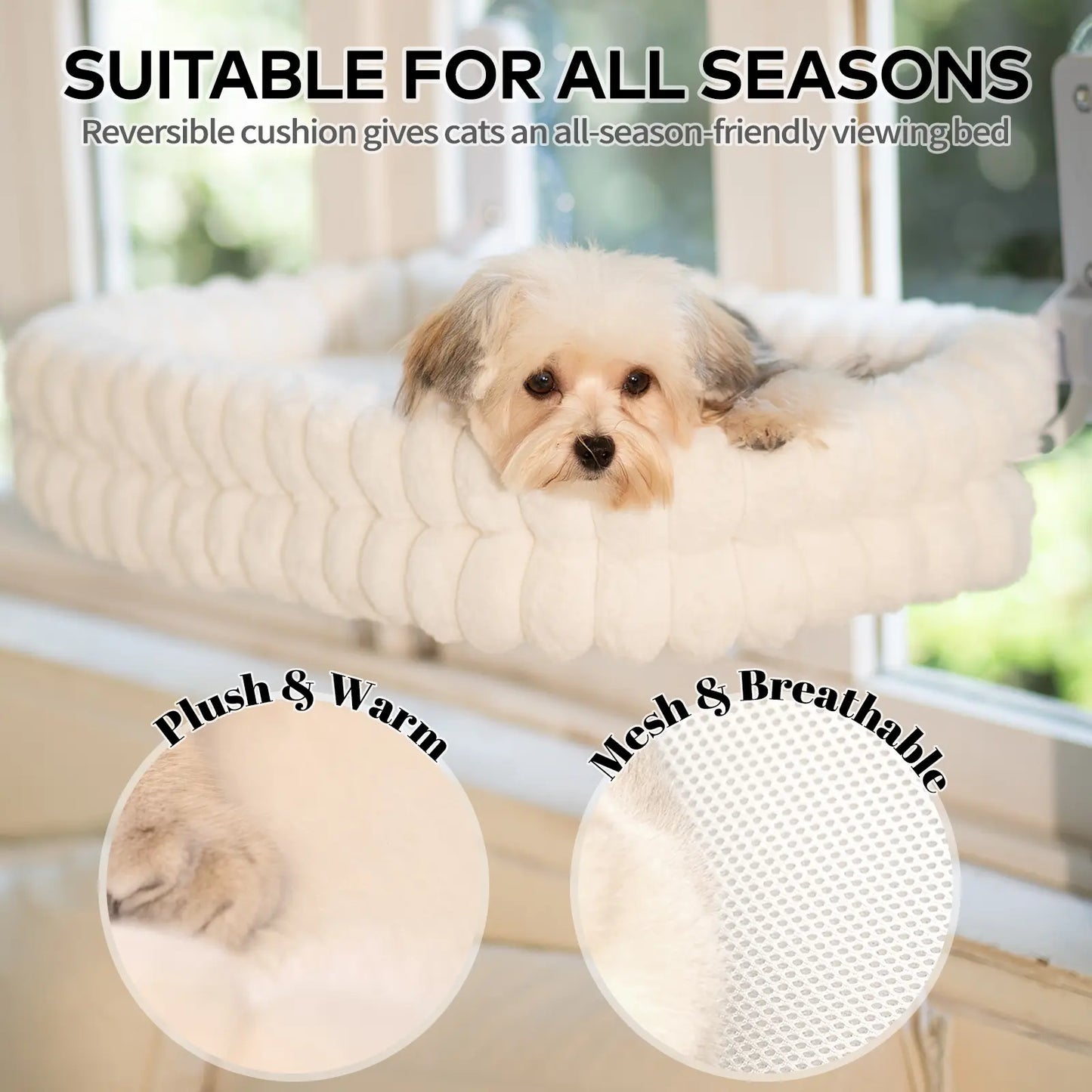 Folding Cat Window Hammock — Cordless Suction Perch Bed for Cats & Small Dogs