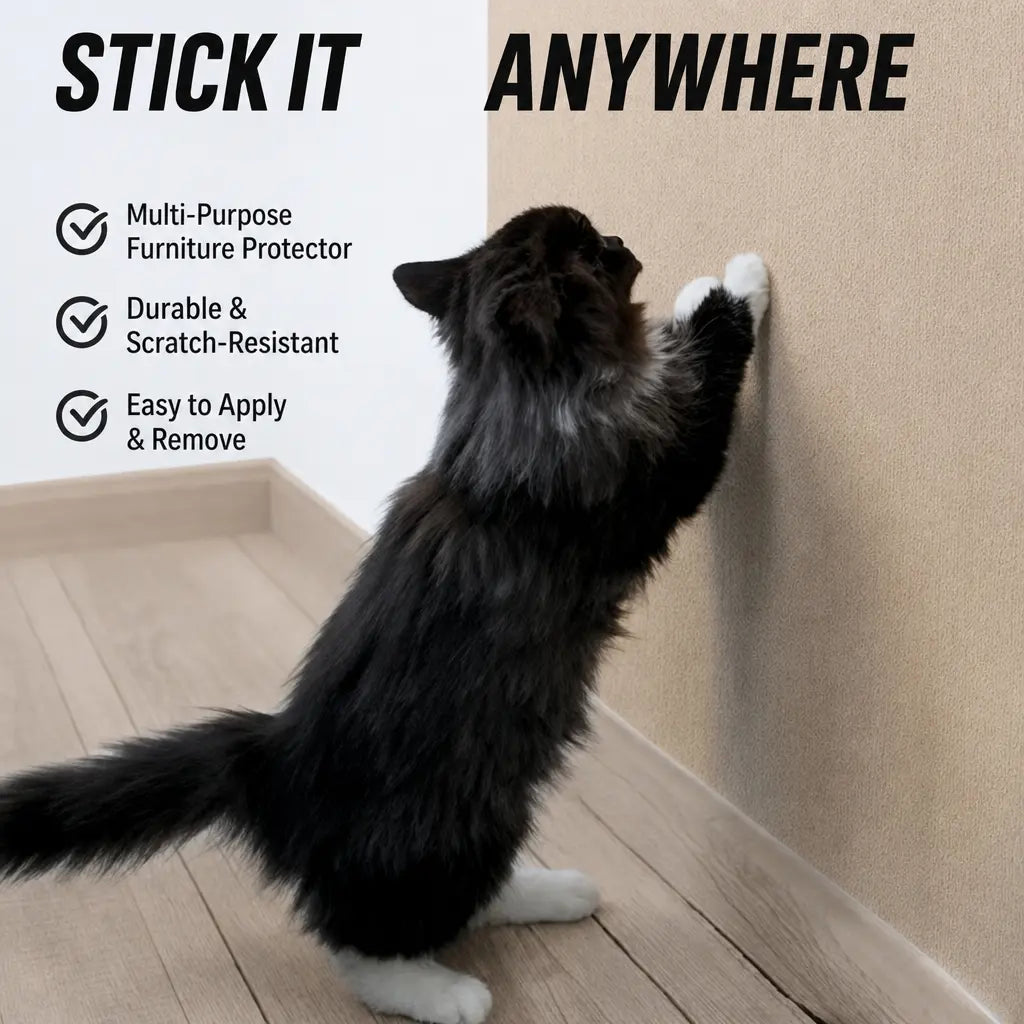 Cat Scratch Furniture Protector — Cuttable Anti-Scratch Couch Guard (Easy Peel & Stick)