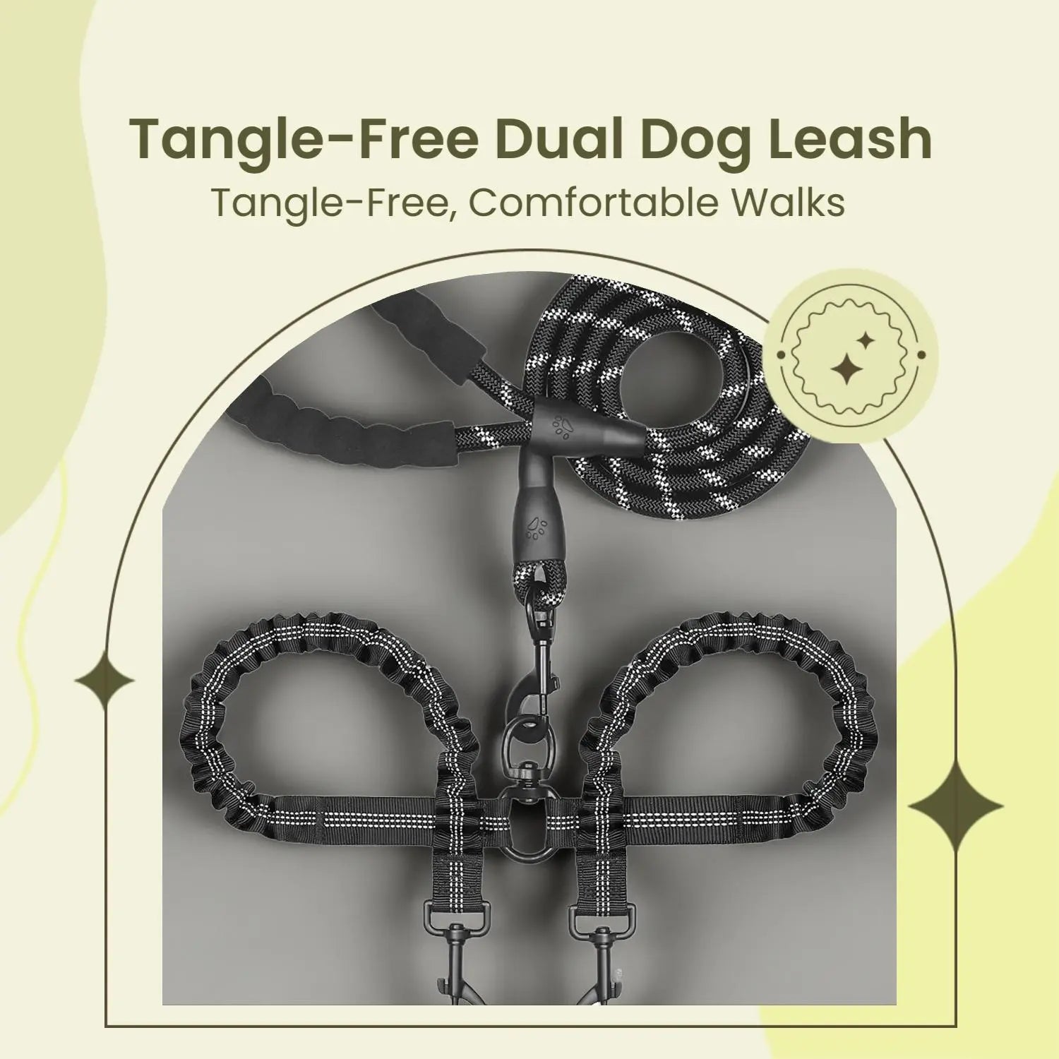 Tangle-Free Dual Dog Leash — Shock-Absorbing Bungee Walker for 2 Dogs