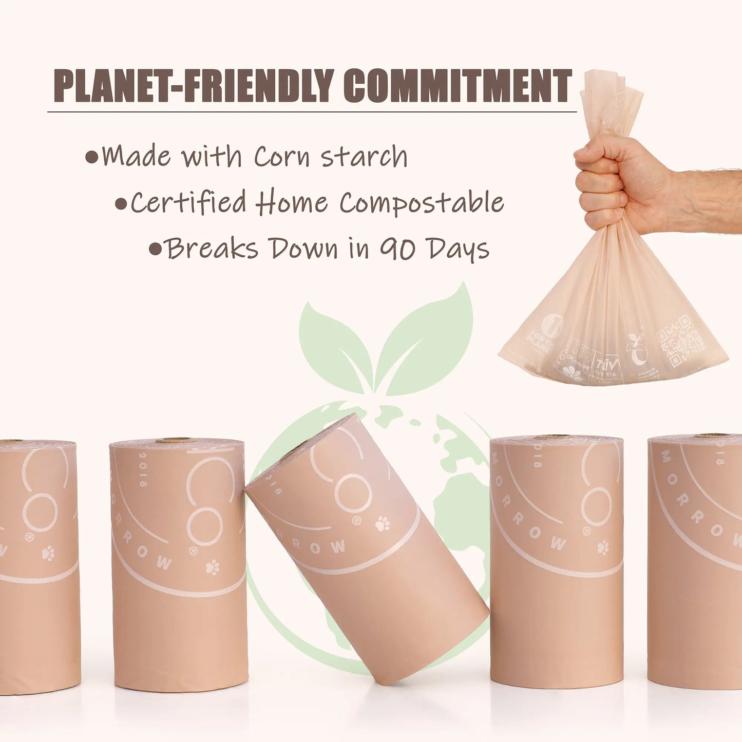 Extra-Long Plant-Based Dog Poop Bags with Handles (120-Count) — Lavender Scented, Leak-Proof
