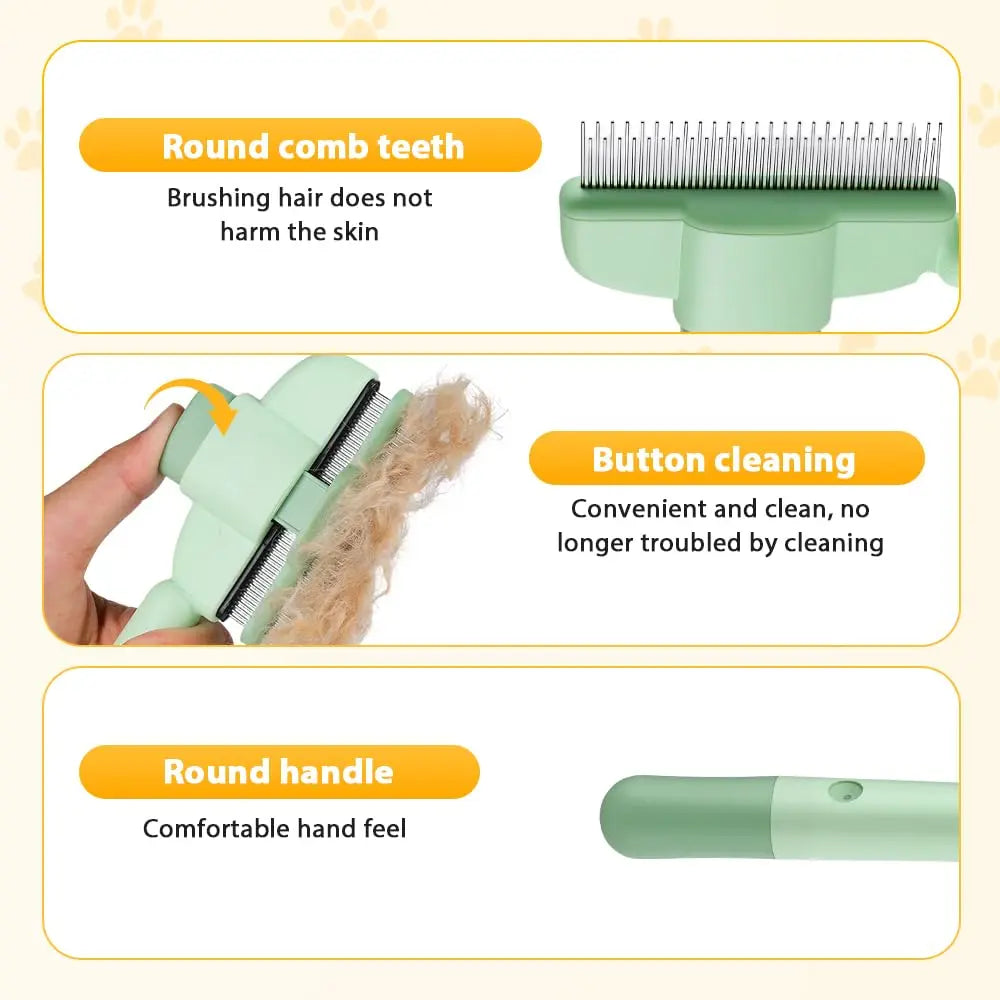 Self-Cleaning Pet De-Shedding Brush — One-Click Fur Removal for Dogs & Cats
