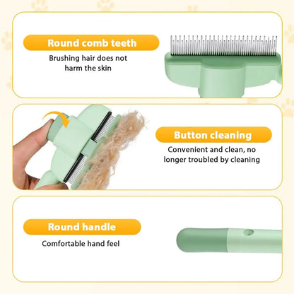 Self-Cleaning Pet De-Shedding Brush — One-Click Fur Removal for Dogs & Cats