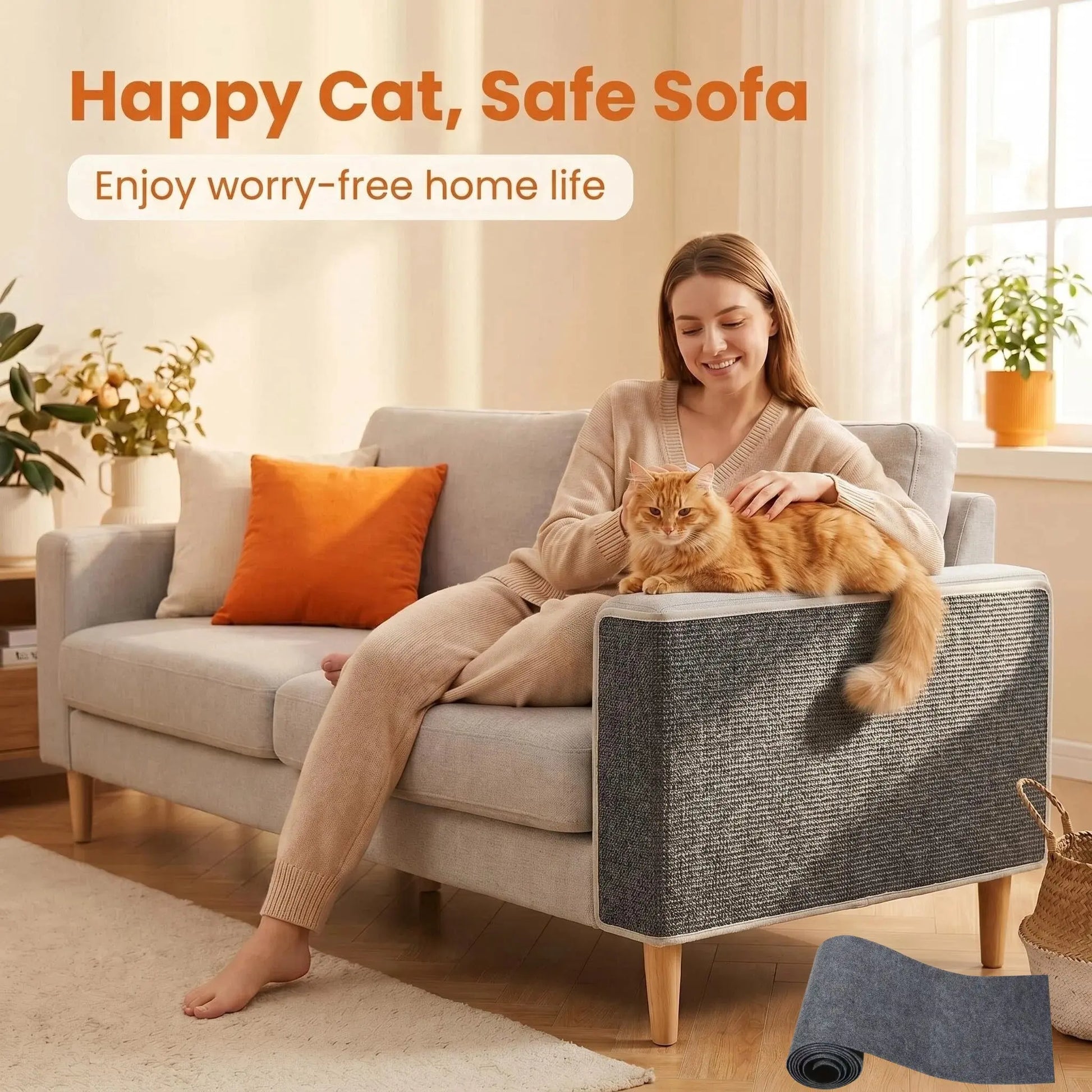 Cat Scratch Furniture Protector — Cuttable Anti-Scratch Couch Guard (Easy Peel & Stick)