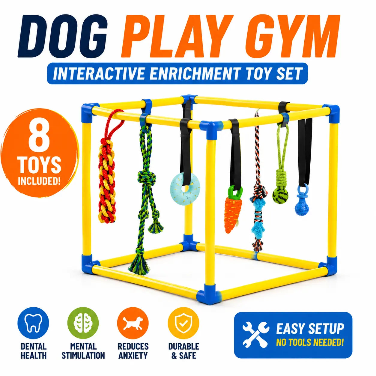 Interactive Puppy Play Gym — Teething & Enrichment Activity Center with 8 Toys