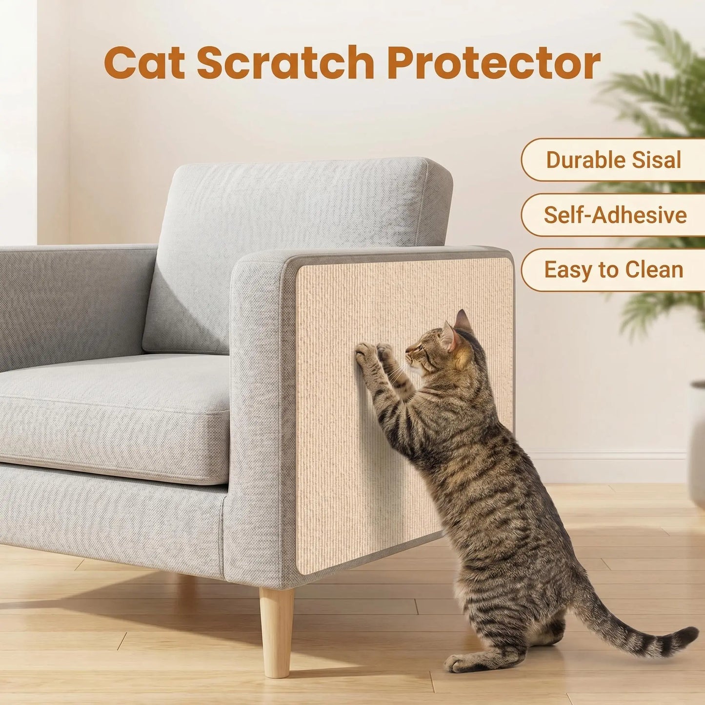 Cat Scratch Furniture Protector — Cuttable Anti-Scratch Couch Guard (Easy Peel & Stick)