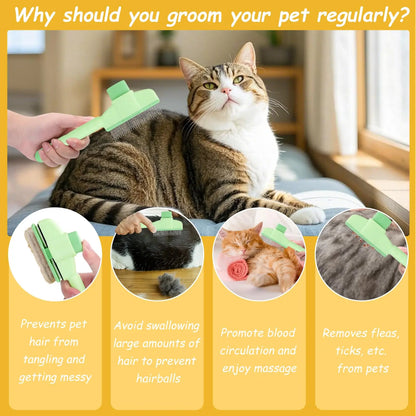 Self-Cleaning Pet De-Shedding Brush — One-Click Fur Removal for Dogs & Cats