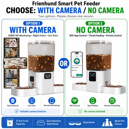 Smart Automatic Pet Feeder with HD Camera — App Control, Timed Feeding & Dual Bowls