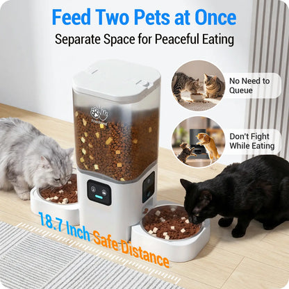 Smart Automatic Pet Feeder with HD Camera — App Control, Timed Feeding & Dual Bowls