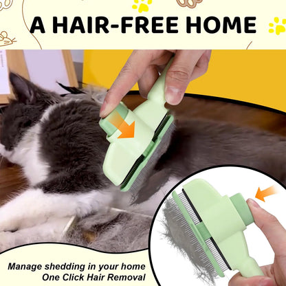 Self-Cleaning Pet De-Shedding Brush — One-Click Fur Removal for Dogs & Cats