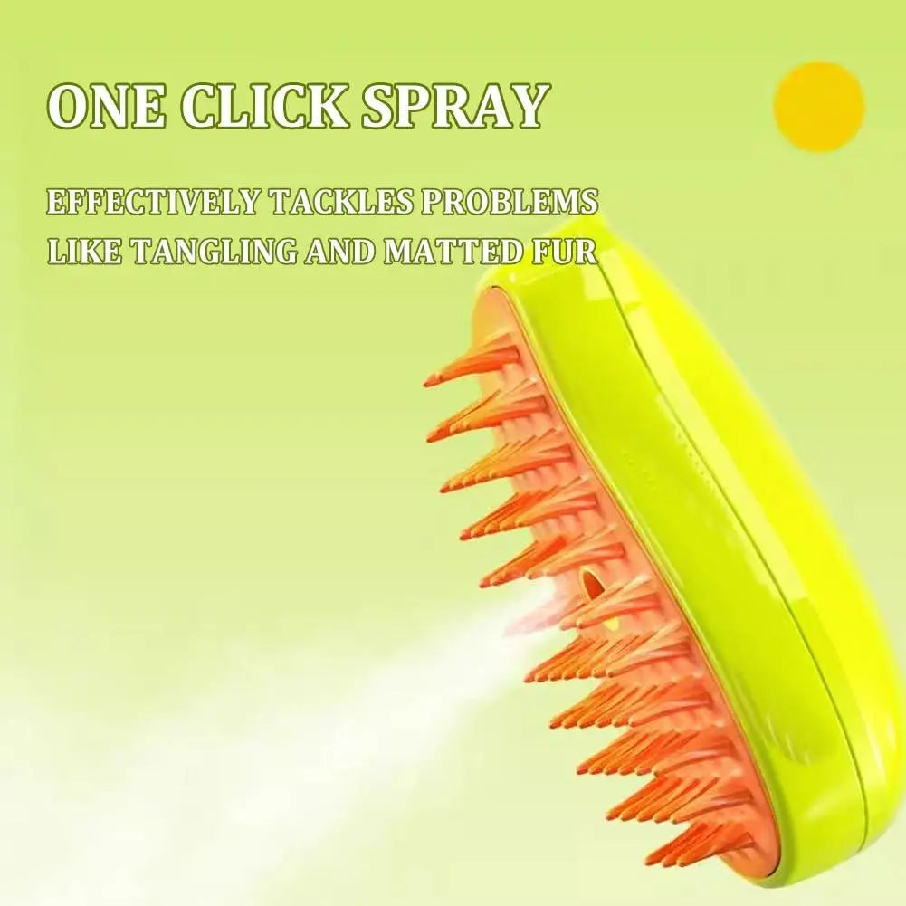 3-in-1 Steamy Pet Grooming Brush — De-Shed, Massage & Refresh for Dogs & Cats