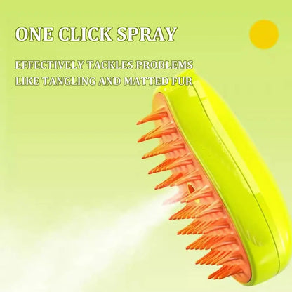 3-in-1 Steamy Pet Grooming Brush — De-Shed, Massage & Refresh for Dogs & Cats