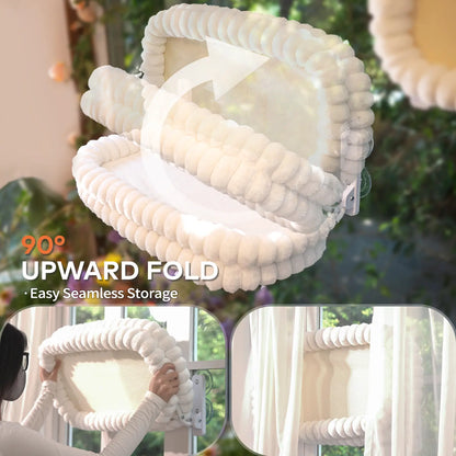 Folding Cat Window Hammock — Cordless Suction Perch Bed for Cats & Small Dogs