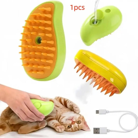 3-in-1 Steamy Pet Grooming Brush — De-Shed, Massage & Refresh for Dogs & Cats