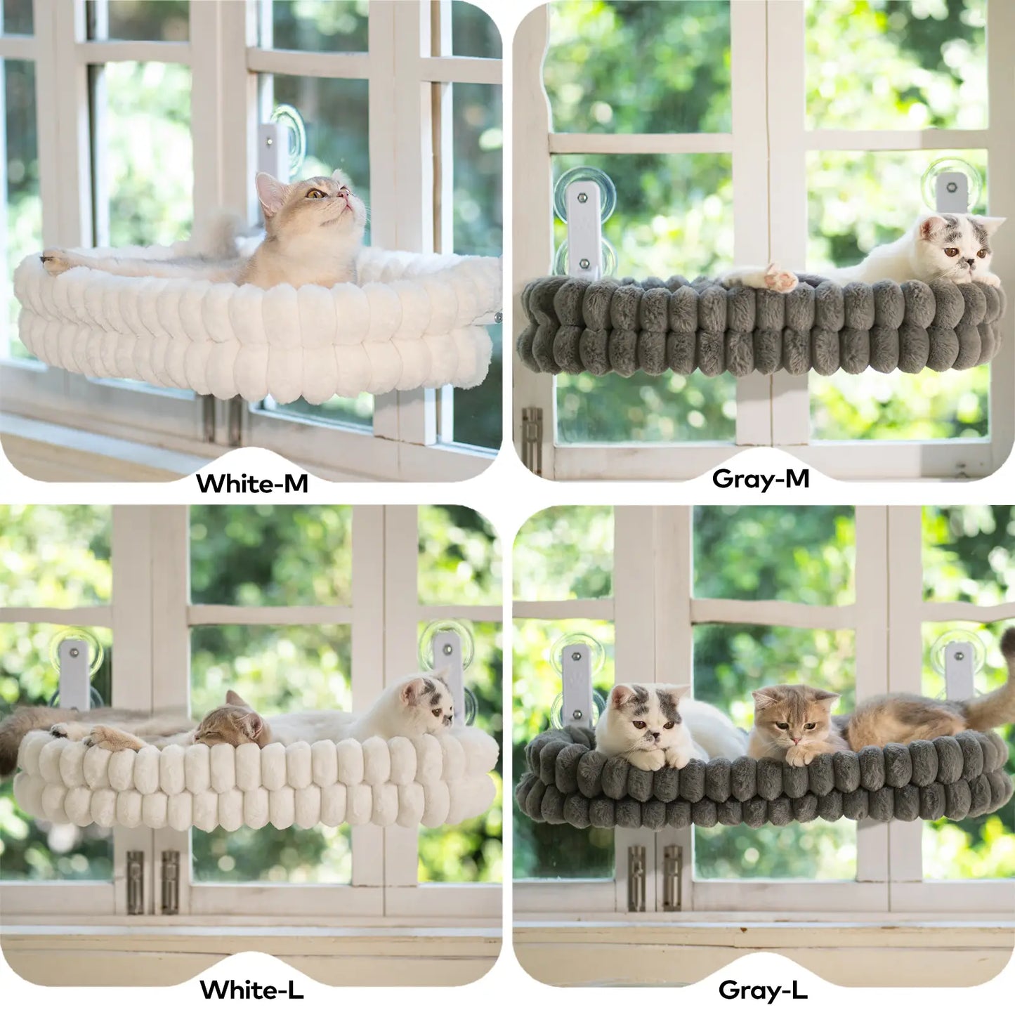 Folding Cat Window Hammock — Cordless Suction Perch Bed for Cats & Small Dogs