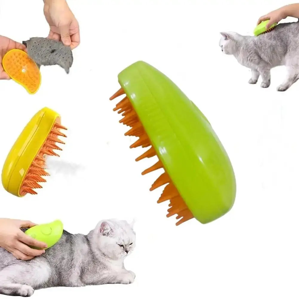 3-in-1 Steamy Pet Grooming Brush — De-Shed, Massage & Refresh for Dogs & Cats