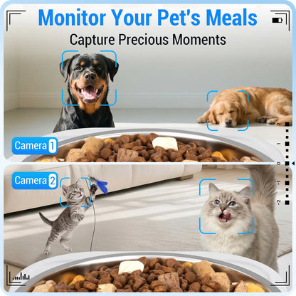 Smart Automatic Pet Feeder with HD Camera — App Control, Timed Feeding & Dual Bowls